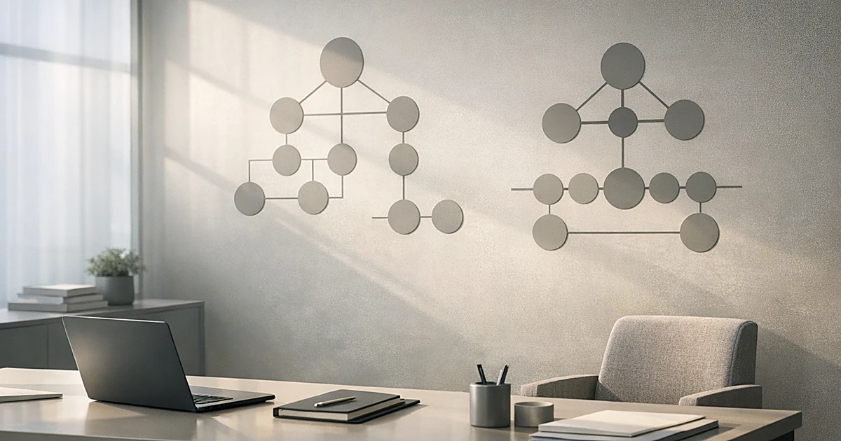 Abstract minimalist office space with geometric shapes and soft natural lighting