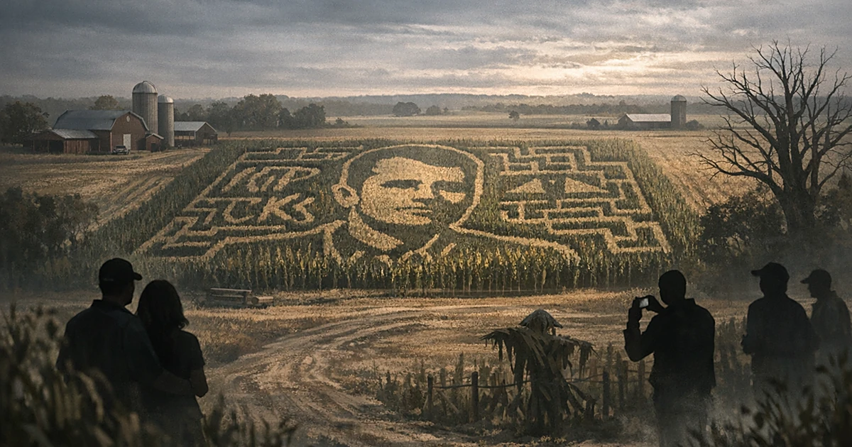 Featured image for: Indiana farm faces backlash over Charlie Kirk corn maze, insists tribute is about free speech