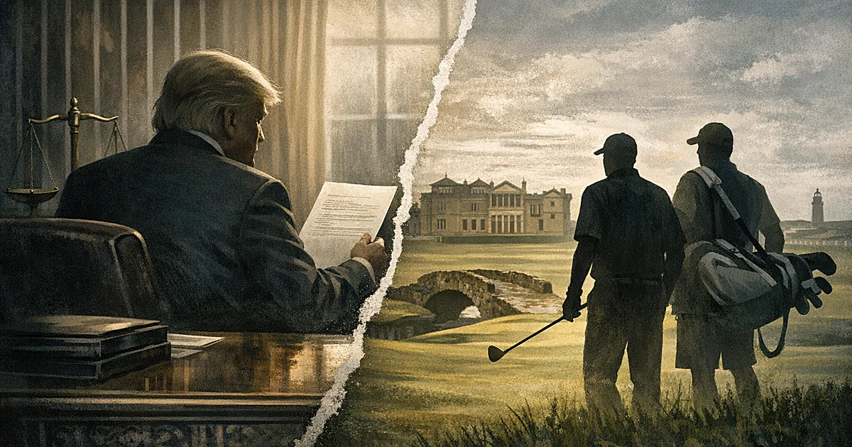 Featured image for: Trump gives PGA caddie Eric Larson a pardon after UK blocked British Open travel